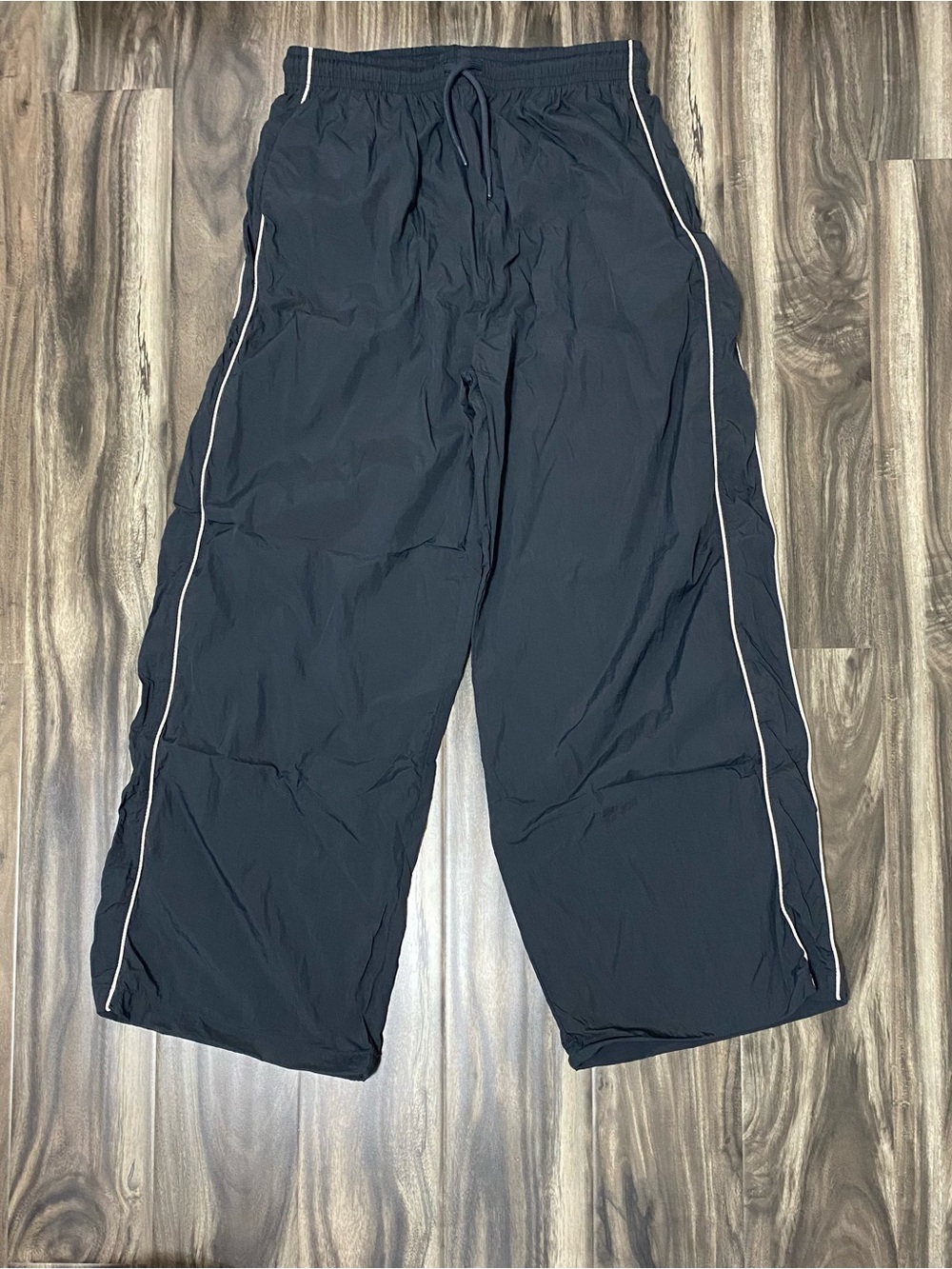 Boohoo Black Joggers with White Side Piping